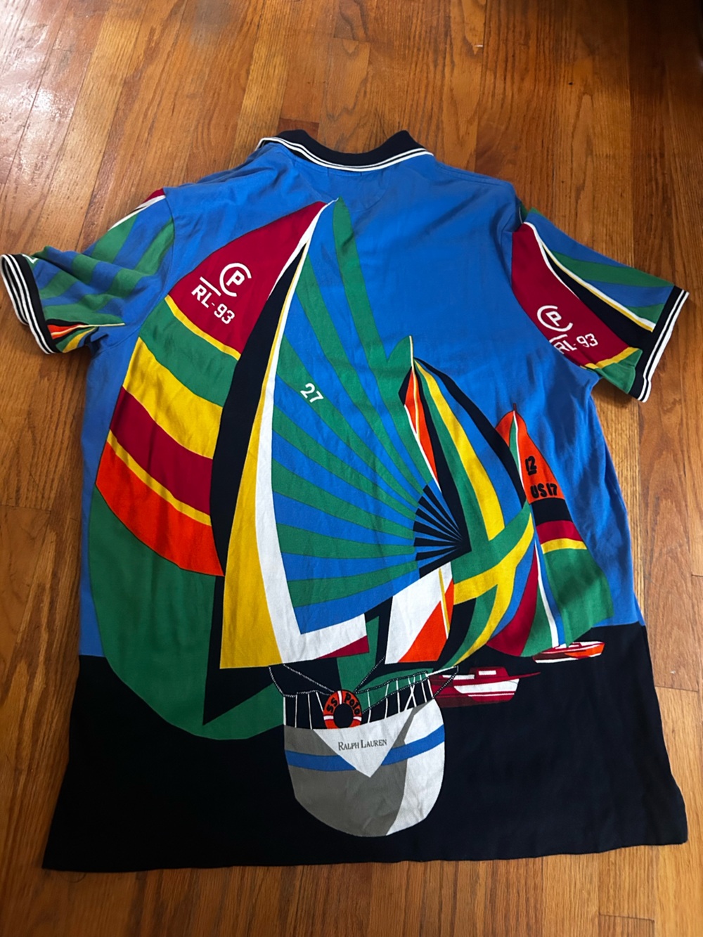 Ralph Lauren Blue Polo with Multicolor Sailboat Graphic - Picture 2 of 3